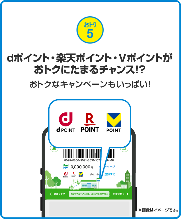 おトク5 dポイント・楽天ポイント・Vポイントがおトクにたまるチャンス!?おトクなキャンペーンもいっぱい！